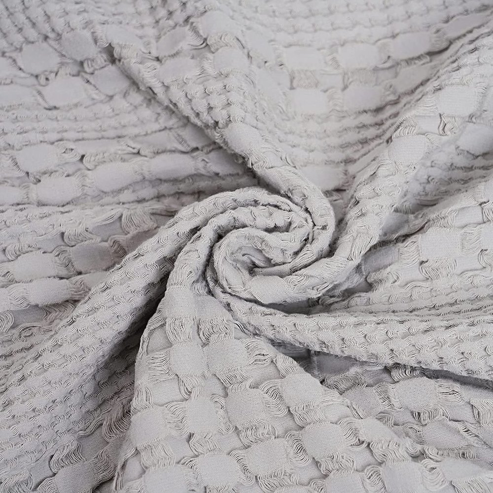 Luxury Cotton Waffle Weave Blanket Queen Gray - Picture 3 of 8